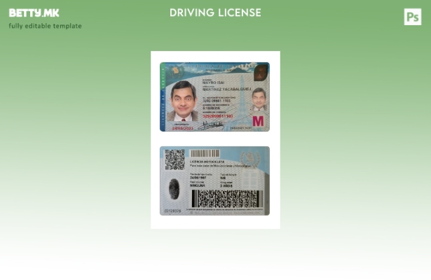 Модерен стил присутен шаблон за возачка дозвола од Гватемала